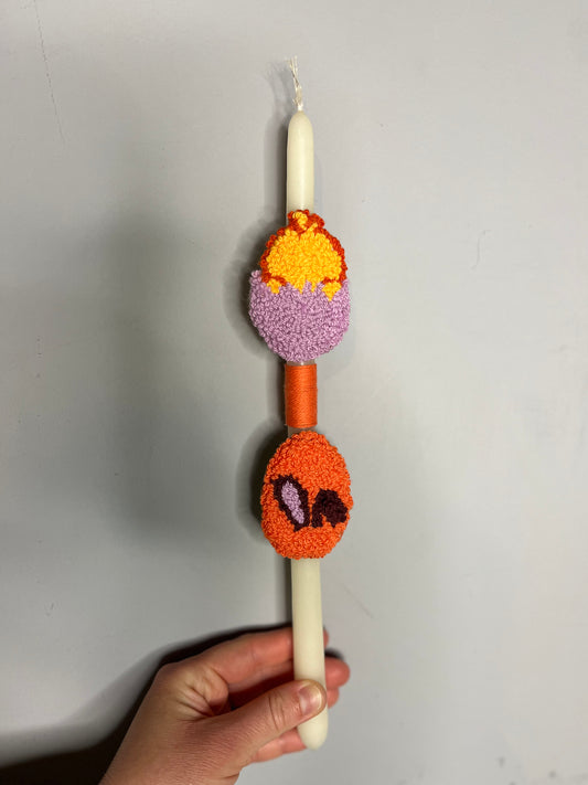 White Handcrafted Easter Candle 🐣